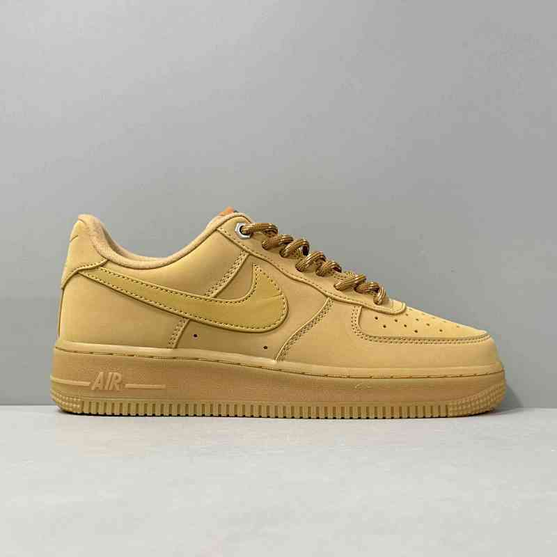 PP版本 17小麦AA4061-200 Nike Air Force 1 Flax 皮革 防滑轻便 低帮 板鞋男女同款 小麦色 2017年版