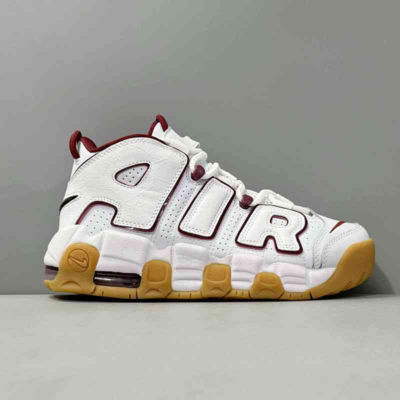 PP版本 白红FJ2846-100 Nike Air More Uptempo 合成革皮革 舒适百搭 耐磨 中帮 儿童篮球鞋 白红 青少年