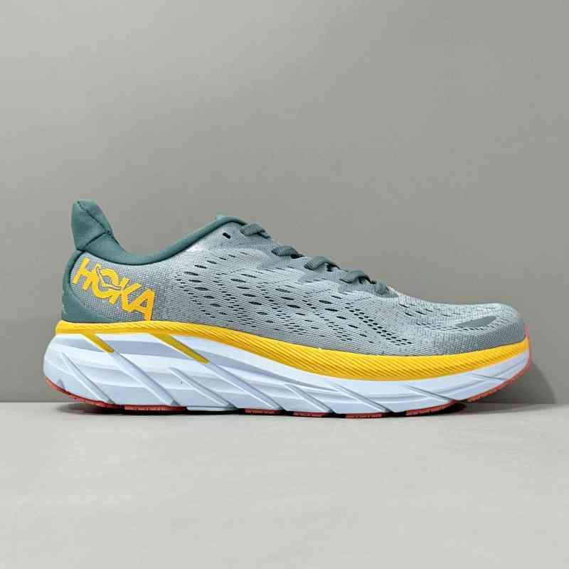 LH版本 克里夫顿8-山泉蓝1119393-GBMS HOKA ONE ONE Clifton 8 百搭舒适 公路 织物减震防滑耐磨透气 低帮 训练跑步鞋 男款 山泉蓝