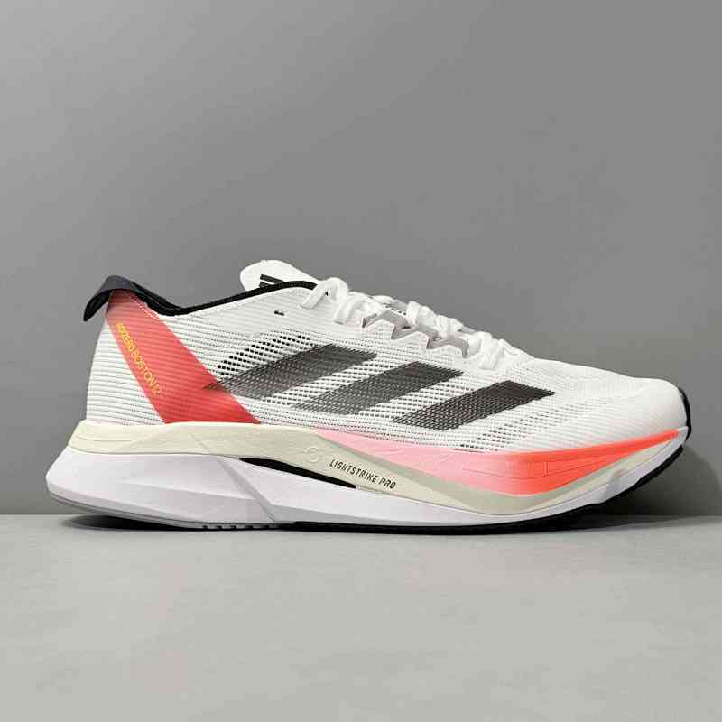 BS版本 白金红IF9210 阿迪达斯三叶草 adidas Adizero Boston 12 舒适百搭防滑 低帮 休闲跑步鞋 男款 白金红