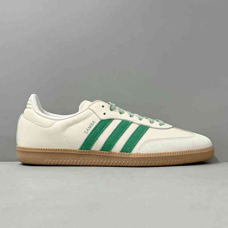 CG全头层版本 白绿JI13906 阿迪达斯三叶草adidas originals SAMBA OG 时尚舒适 防滑耐磨低帮 板鞋 男女同款 白绿