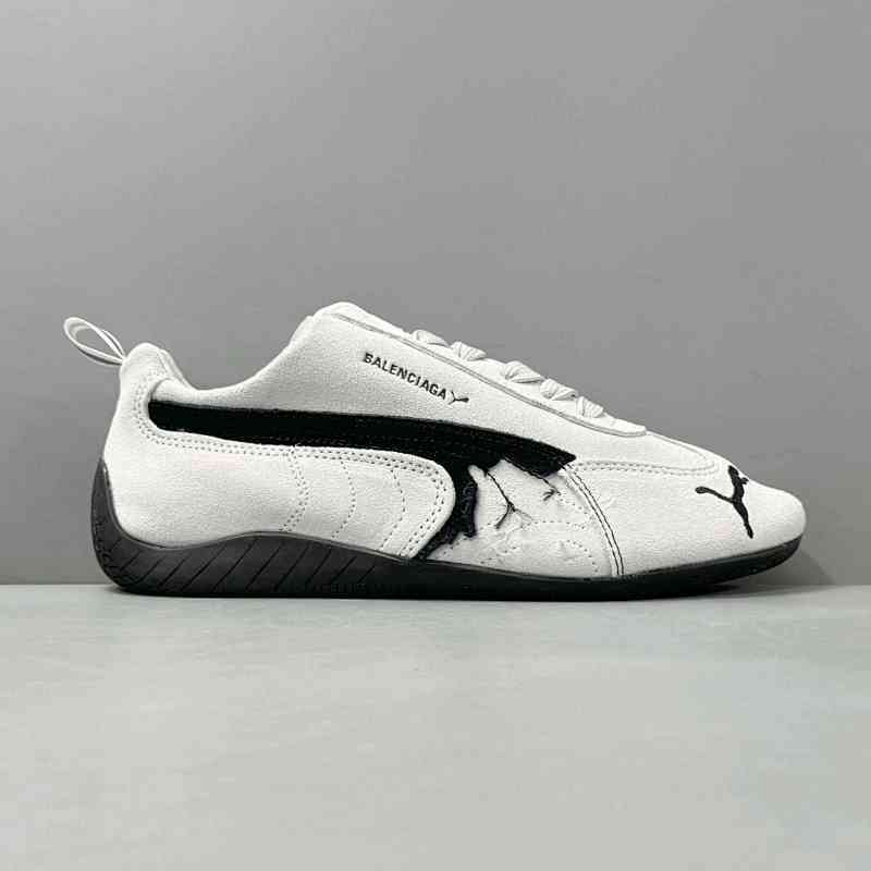 YH版本 巴黎世家联名 白色406519-01 BalenciagaxPUMA彪马 Speedcat 系列 舒适百搭 耐磨 低帮 生活休闲鞋 男女同款 白色