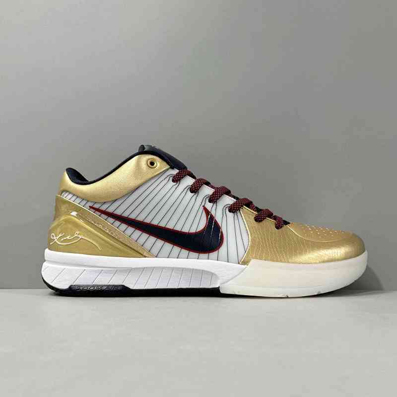 C2版本 白黑金FQ3544-100 Nike Zoom Kobe 4 Protro "Gold Medal" 运动舒适 防滑 低帮 篮球鞋 男女同款 白黑金