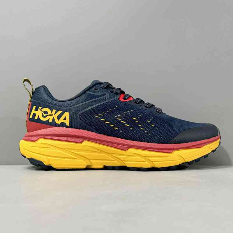 LH版本 挑战者6-蓝黄1106510-FTBC HOKA ONE ONE 圆头系带 合成革减震防滑耐磨低帮跑步鞋 男女同款 蓝黄