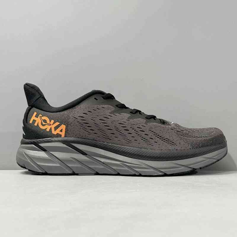 LH版本 克里夫顿8-黑橙1119394-ACPP HOKA ONE ONE Clifton 克利夫顿8 织物减震防滑耐磨 低帮跑步鞋 女款 黑橙