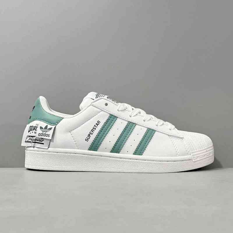 PP版本 白灰绿HQ6455 阿迪达斯三叶草adidas originals SUPERSTAR 潮流休闲 防滑耐磨 低帮 板鞋 男女同款 白灰绿