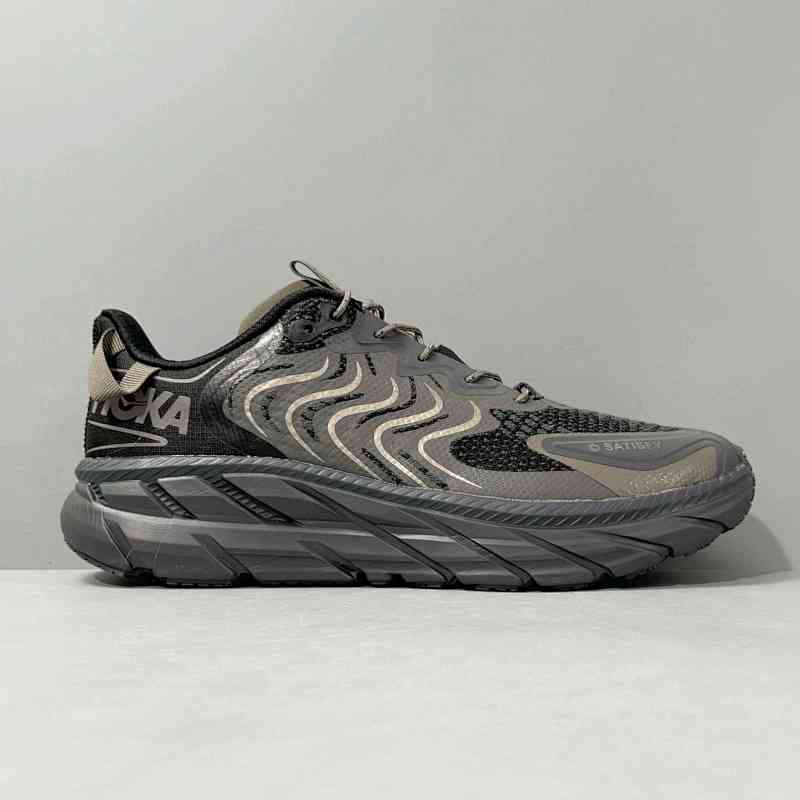 CF版本 克里夫顿LS-联名黑色1143450-FIBC Satisfy x HOKA ONE ONE 百搭舒适防滑 低帮跑步鞋 男女同款 黑色