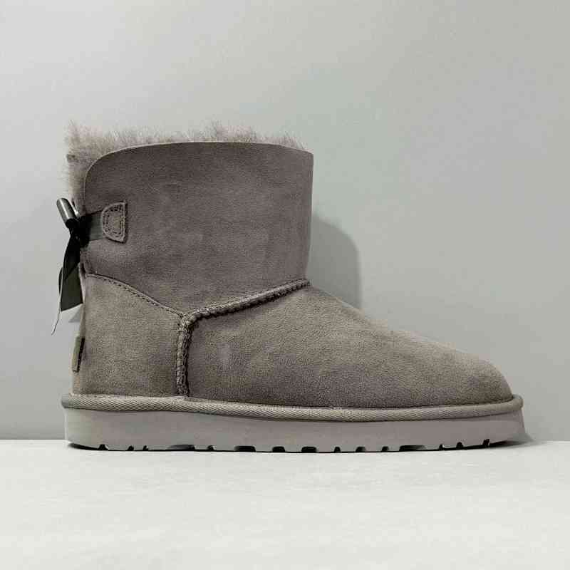 LZ版本 单丝带-灰色1016501-GREY UGG Bailey 绒面 保暖耐磨防滑 舒适休闲加绒 短筒 雪地靴 女款 灰色