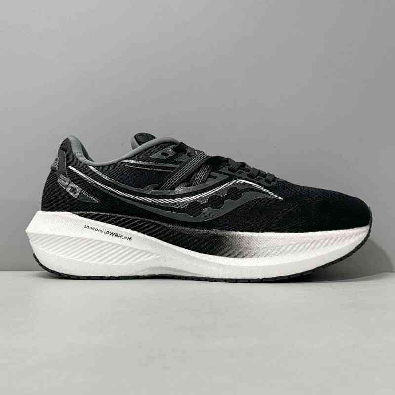 LG版本 黑白色S20759-10 索康尼Saucony Triumph 20 运动舒适 织物减震防滑耐磨 低帮 马拉松跑步鞋 男款 黑白色 M宽