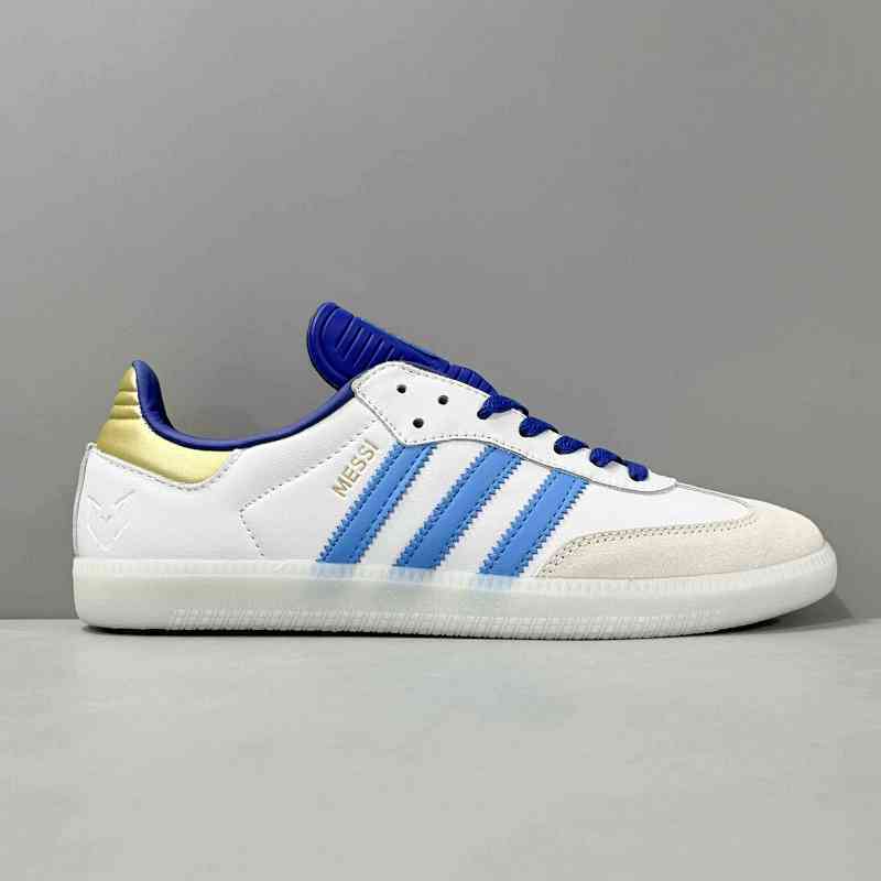 YH版本  LM联名/白蓝灰ID3550 阿迪达斯三叶草德训系列桑巴鞋LIONEL MESSlx adidas originals Samba 减震低帮 板鞋