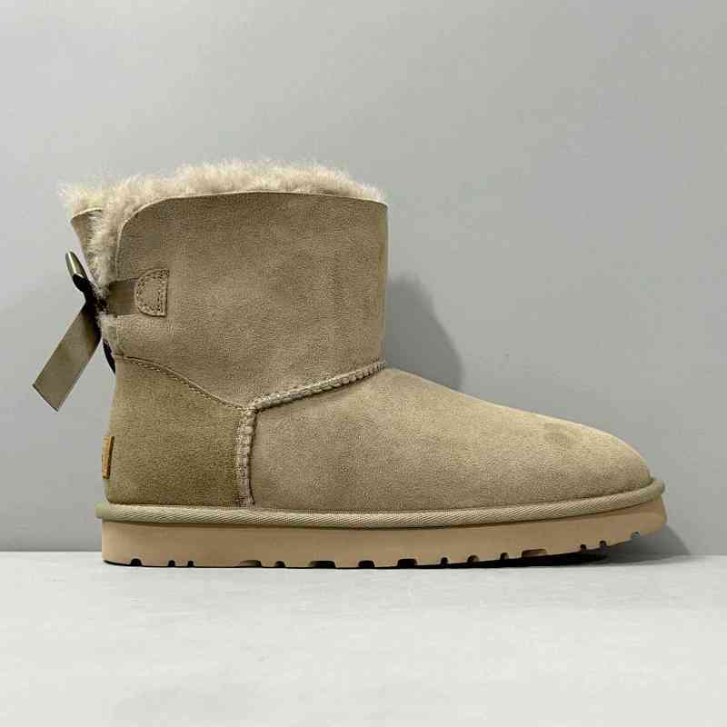 LZ版本 单丝带-驯鹿色1016501-CRBO UGG Bailey Bow ll Boot加绒 羊皮 保暖 短筒 雪地靴 女款 驯鹿色