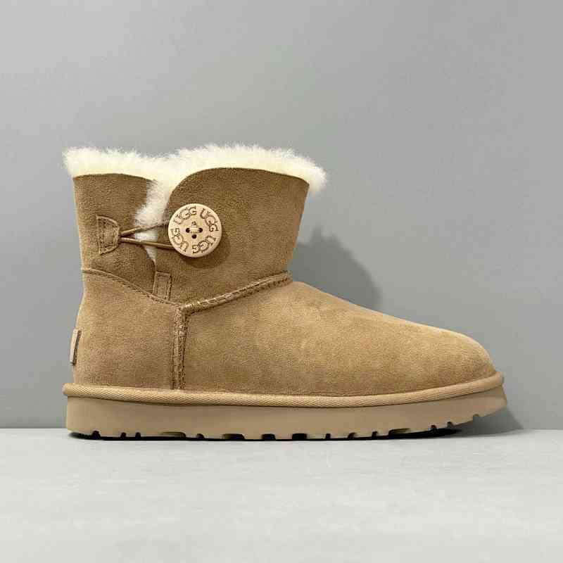 LZ版本 经典纽扣-栗色1016422-CHE UGG Bailey Mini Bailey Button l Boot 羊皮 加绒短筒 雪地靴 女款 栗色