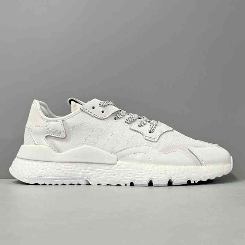 CG版本 全白色FV1267 阿迪达斯三叶草adidas originals Nite Jogger 网布皮革 复古运动减震防滑 低帮 生活休闲鞋 男女同款 白色