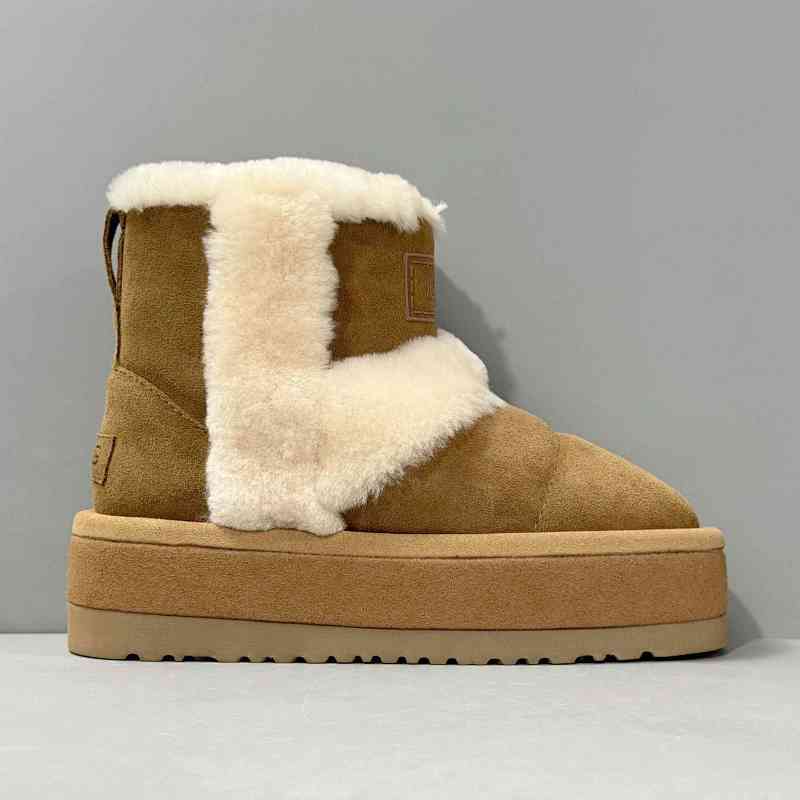 BK版本 中帮毛毛虫-棕色1144046-CHE UGG 绒面 保暖防滑 百搭休闲 短中筒 雪地靴 女款 棕色