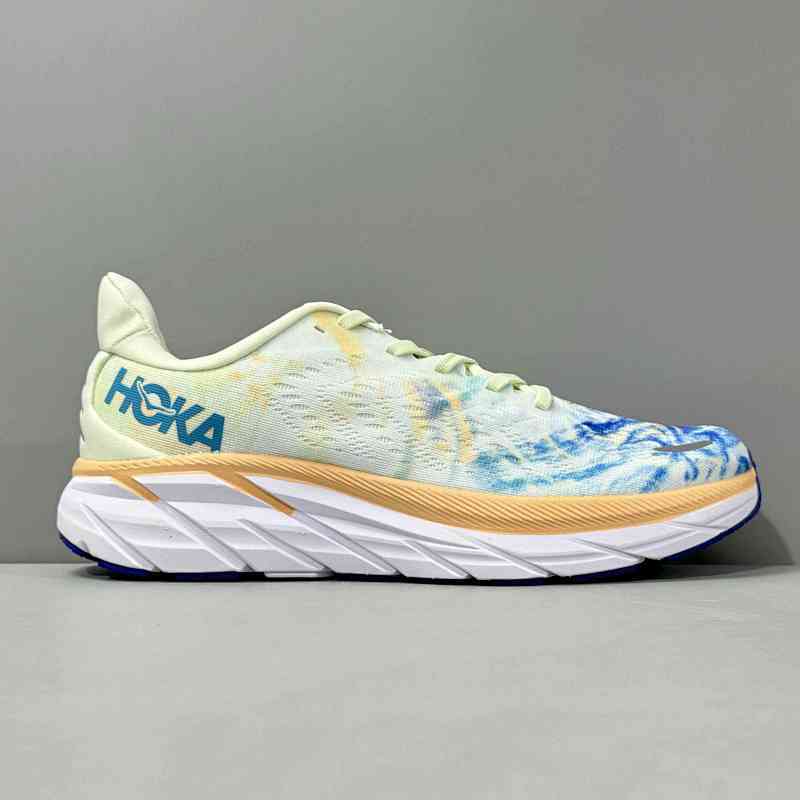 LH版本 克里夫顿8-白蓝色1119393-TGT HOKA ONE ONE Clifton 8 舒适百搭 织物减震防滑耐磨透气 低帮 休闲跑步鞋 男款 白蓝色