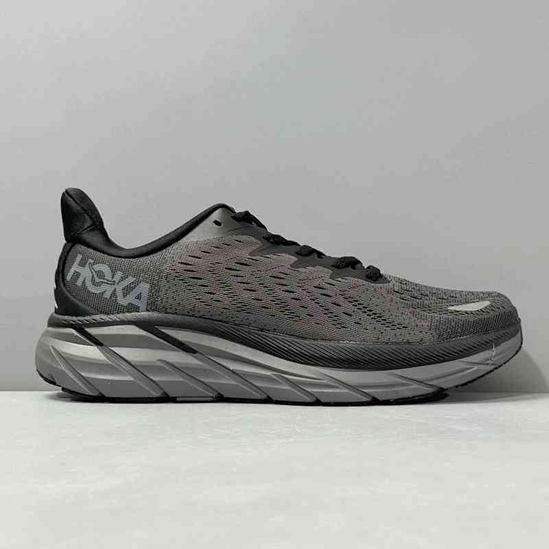 LH版本 克里夫顿8-黑色1119393-BBLC HOKA ONE ONE Clifton 8 公路 织物减震防滑耐磨透气轻便 低帮跑步鞋 男款 黑色