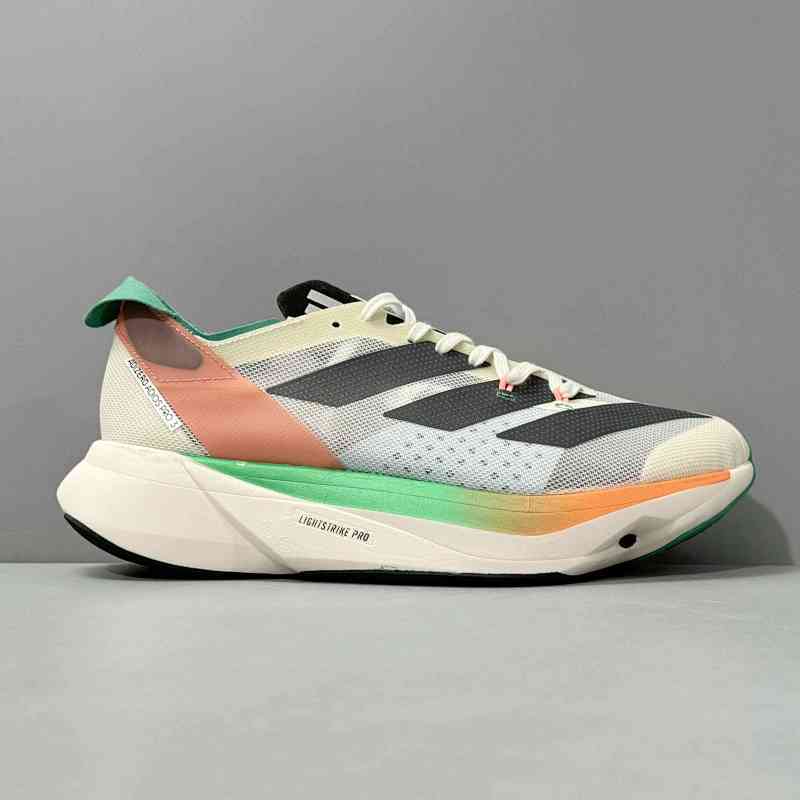 BS版本 白黑绿橙HQ3688 阿迪达斯三叶草adidas Adizero Adios Pro 3拼接 网布织物防滑耐磨轻便 低帮跑步鞋 男女同款 白黑