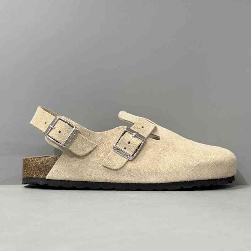 BK版本 半拖后跟-栗色反绒 Birkenstock 舒适百搭 防磨包头拖鞋 男女同款