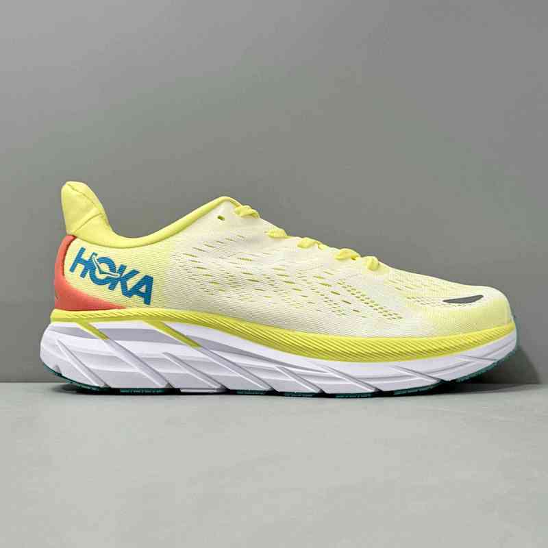LH版本 克里夫顿8-黄色1119394-YPSC HOKA ONE ONE Clifton 8 舒适 织物减震防滑耐磨透气轻便 低帮 休闲跑步鞋 女款 黄色