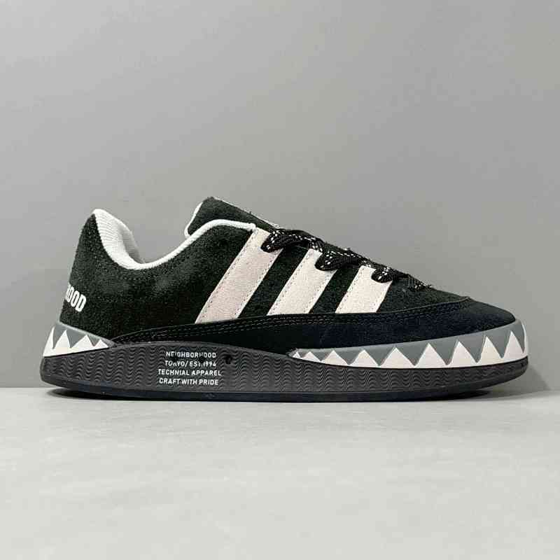 HX版本 黑色鲨鱼/联名 HP9966  HP6770 阿迪达斯三叶草   Neighborhood x Adidas Originals Adimatic 联名板鞋 复古鲨鱼面包鞋