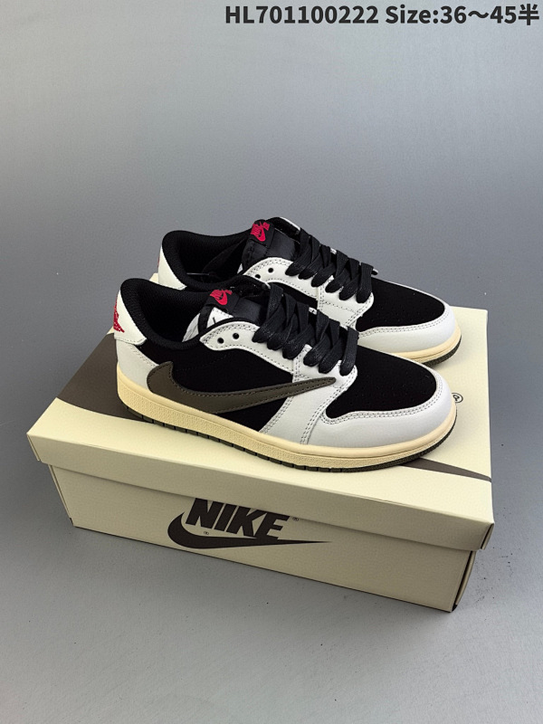110 Travis Scott X Air Jordan 1 Low "Sail Black" 低帮 橄榄绿黑白倒勾 HL701100222 Size:3645半货号DZ4137-106