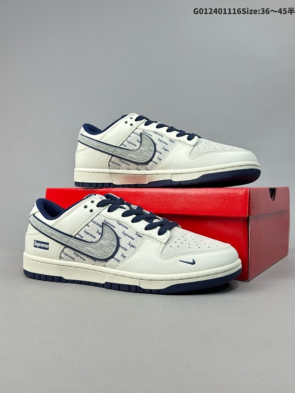 25036-45半 公司级 头层定制球鞋 Supreme x Nike Dunk SB Low Sup x 耐克 SB 低帮 联名米灰蓝货号XX2025-288