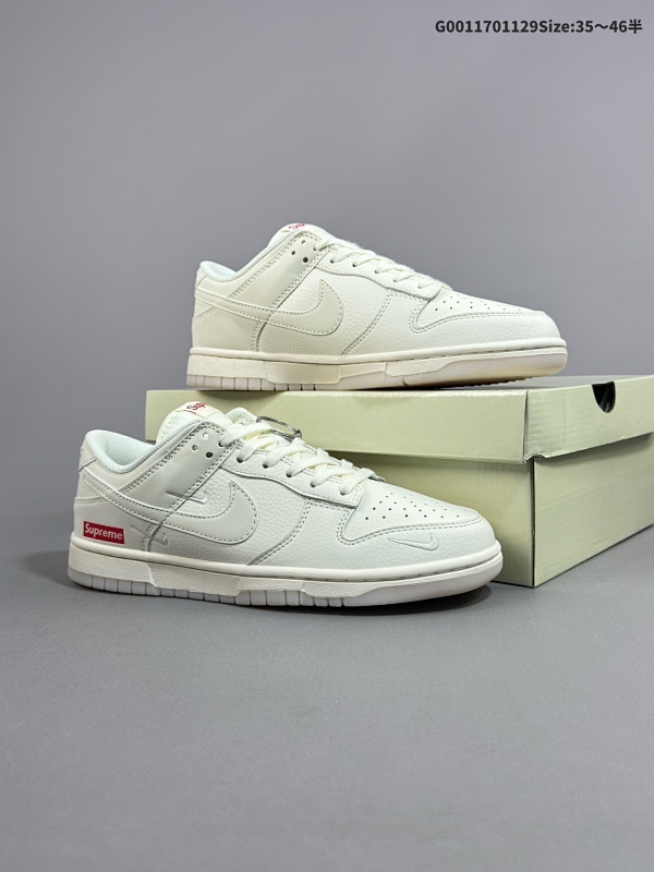 17035.5-46半 定制球鞋 Supreme x Nike Dunk SB Low Sup x 耐克 SB 低帮 联名白色 货号BB8675-104