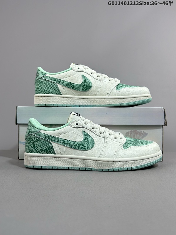 14036-46半 Air Jordan 1 Low OG "Year Of the Snake" 低帮 蛇年限定米白绿 AJ1货号HF3144-100