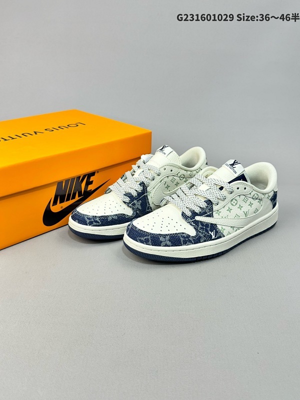 16036-46半 当红嘻哈歌手特拉维斯斯科特联乘路易威登Louis Vuitton x Travis Scott x Nike Air Jordan 1货号SJ2068-003