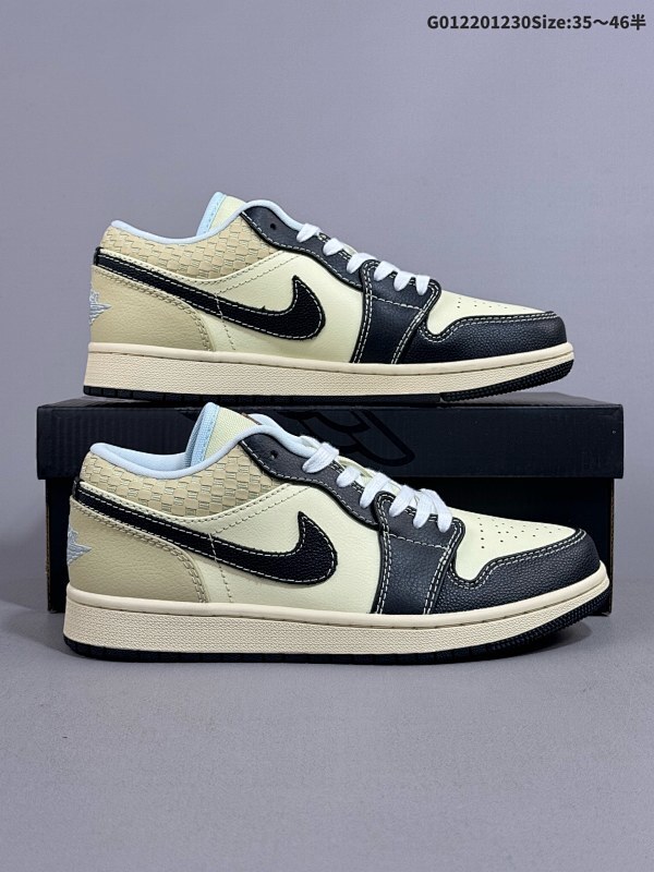 22035.5-46半 Air Jordan 1 Low SE "Coconut Milk Black" 低帮 米黑编织 AJ1 乔丹1代 aj1 乔1 低邦 米白黑货号HQ3437-101