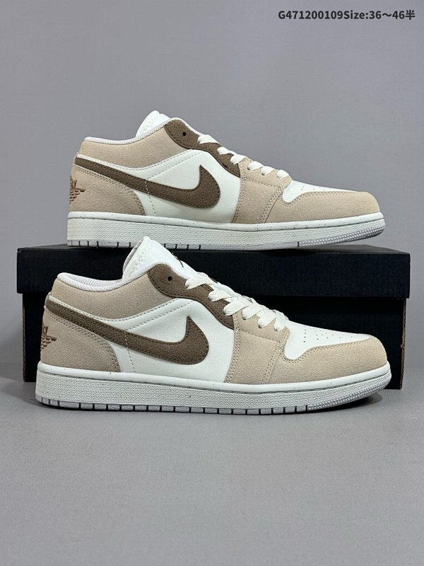 12036-46半 Air Jordan 1 Low SE V2 低帮 灰褐色 AJ1 乔丹1代 aj1 乔1 低邦 棕色 乔丹篮球鞋系列货号HF1567-200