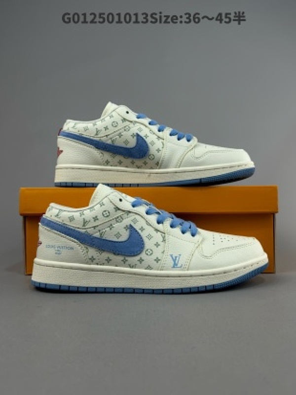 Louis Vuitton x Air Jordan 1 Low LV x 乔丹 低帮 联名米蓝红 AJ1 乔丹1代 aj1 乔1 低邦 联名米蓝红 货号WG8850-008