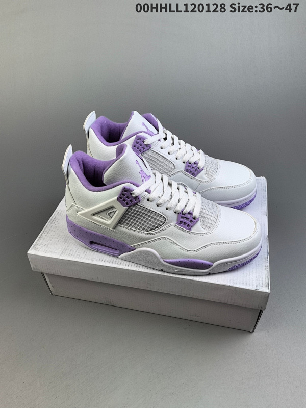 100 Air Jordan 4 Retro 白紫泼墨 AJ4 乔丹4货号408452-115   00HHLL120128 Size:3647