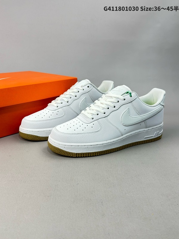 18036-45半 Nike Air Force 1 Low 全白皮革生胶 空军一号低帮运动休闲板鞋货号FN6326-100