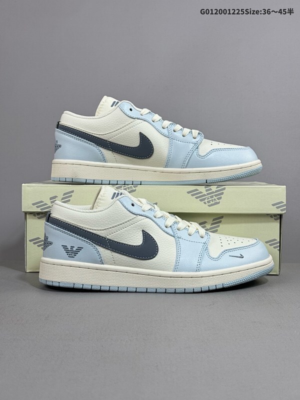 20036-45半 定制球鞋 Armani x Air Jordan 1 Low 阿玛尼 x AJ1 低帮 联名蓝白货号WG8850-012