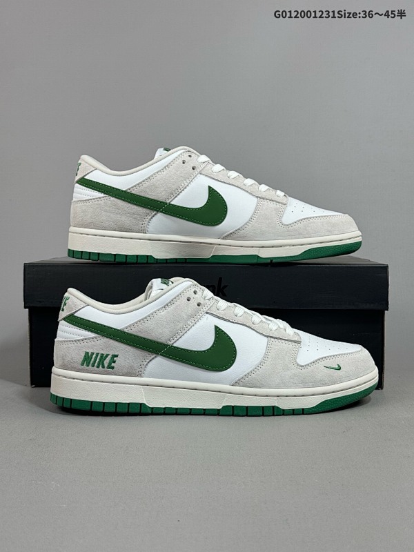 20036-45半 定制球鞋 Nike Dunk SB Low 耐克 SB 低帮 灰白绿 鞋身以白色皮革作为主色调货号KK1888-013