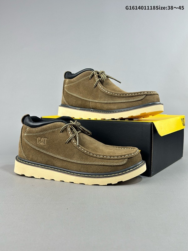 14038-45 CAT 新款 推土机 休闲时尚  男士休闲皮鞋 原单品质真标公司卡特男鞋广东纯原 历年经典热销款  新款头层牛皮耐磨防滑橡胶大底