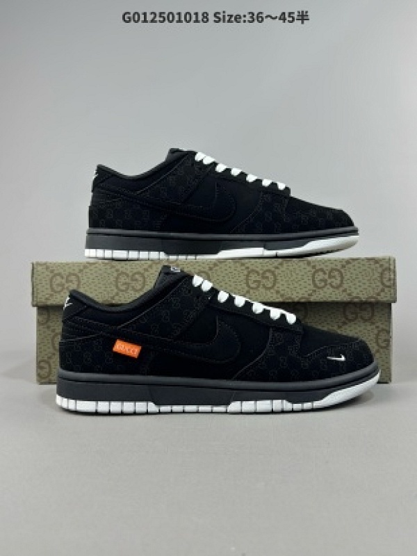 Gucci x Nike Dunk SB Low 古驰古奇 x 耐克 SB 低帮 联名黑白 定制球鞋鞋身以黑色磨砂作为主色调货号FC1688-140