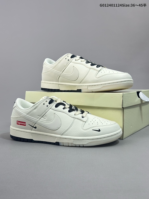 25036-45半 公司级 头层定制球鞋 Supreme x Nike Dunk SB Low Sup x 耐克 SB 低帮 联名白黑三勾货号BB8675-112