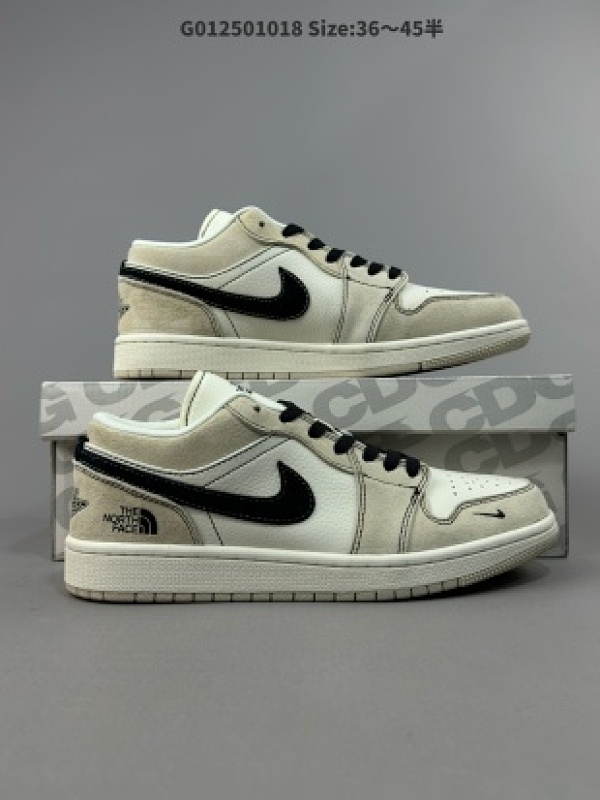 The North FACE x Air Jordan 1 Low 北面 x AJ1 低帮 联名灰白黑 AJ1 乔丹1代 aj1 乔1 低邦 联名灰白黑 乔丹篮球鞋系列 货号SJ9950-028