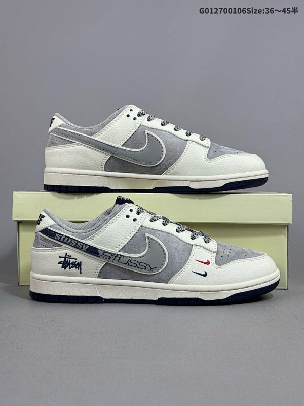 27036-45半 定制球鞋 Stussy x Nike Dunk SB Low 斯图西 x 耐克 SB 低帮 联名米白灰货号DM6868-009