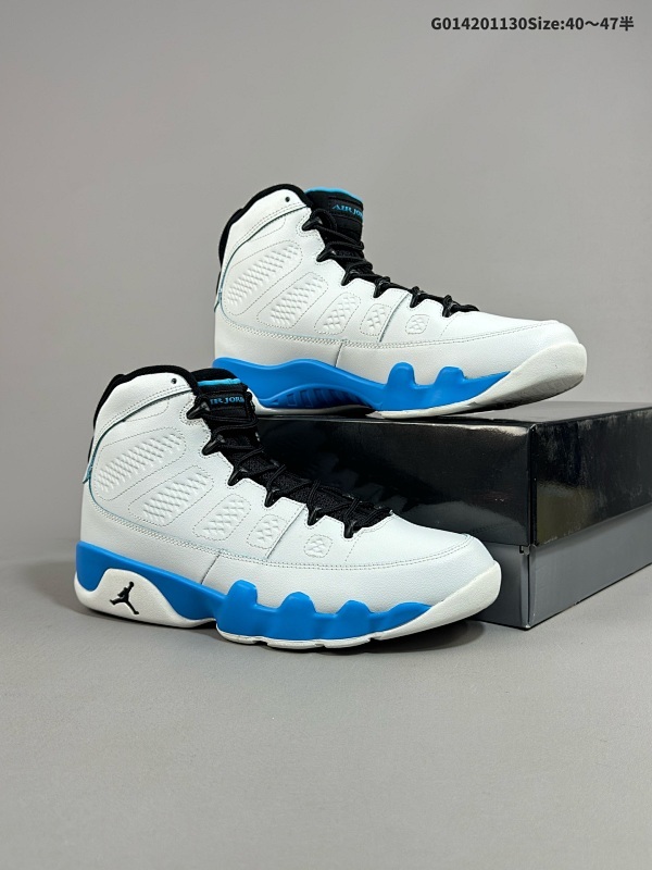 42040-47.5半    纯原版本 Air Jordan 9 Retro "Powder Blue" 高帮 黑白蓝 AJ9 乔丹9代 aj9 乔9 高邦货号FQ8992-101