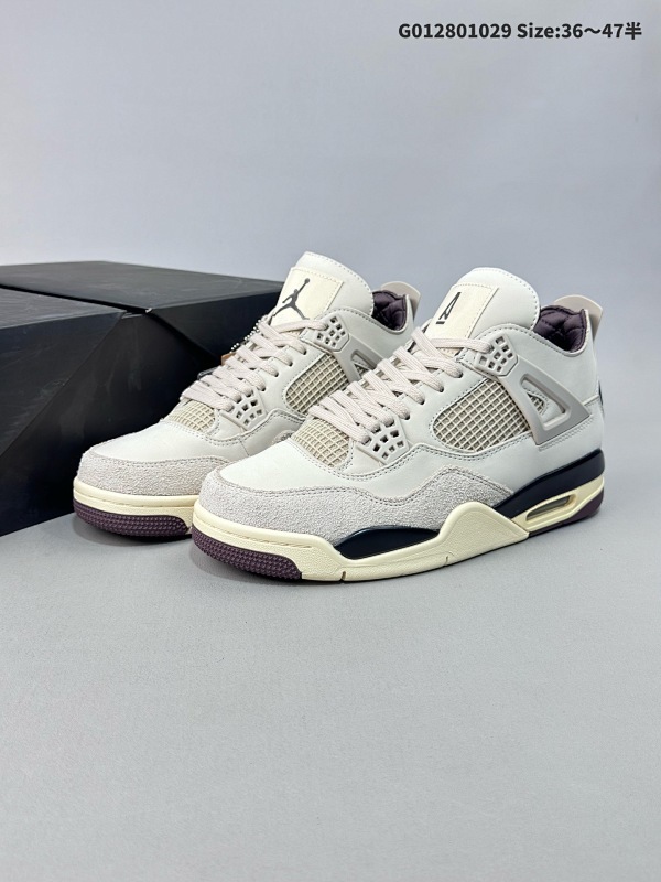 28036-47.5半原盒 A Ma Maniere x Air Jordan 4 Retro "Violet Ore" 联名白棕 AJ4货号FZ4810-200