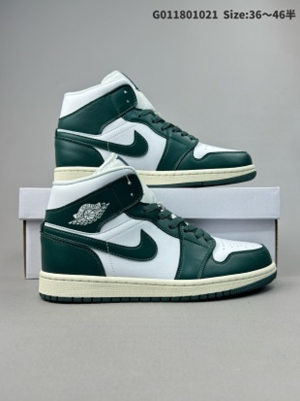 Air Jordan 1 Mid 中帮 沼泽绿 AJ1 乔丹1代 aj1 乔1 中邦 绿白 男女同款 乔丹篮球鞋系列货号BQ6472-133