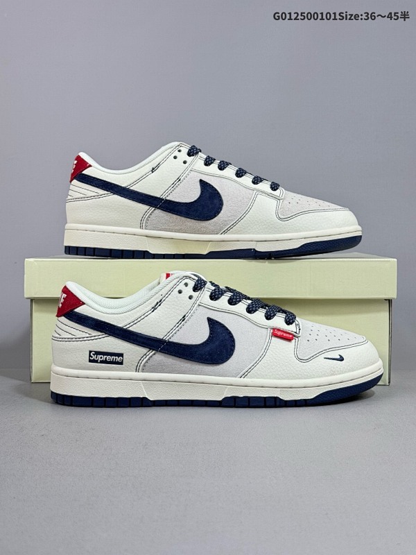 25036-45半 定制球鞋 Supreme x Nike Dunk SB Low Sup x 耐克 SB 低帮 联名灰白蓝货号BB7518-026