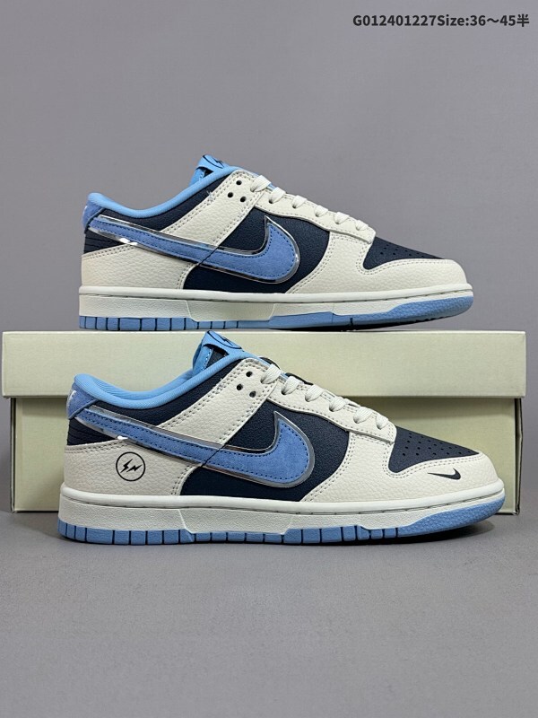24036-45半 定制球鞋 Fragment Design x Nike Dunk SB Low 藤原浩 x 耐克 SB 低帮藏青蓝 货号LW1818-107
