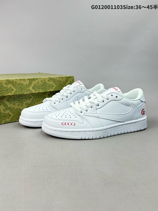 20036-45半 定制球鞋 Gucci x Travis Scott x Air Jordan 1 Low 古奇古驰 x AJ1 低帮 白红色倒勾联名货号LJ5188-014