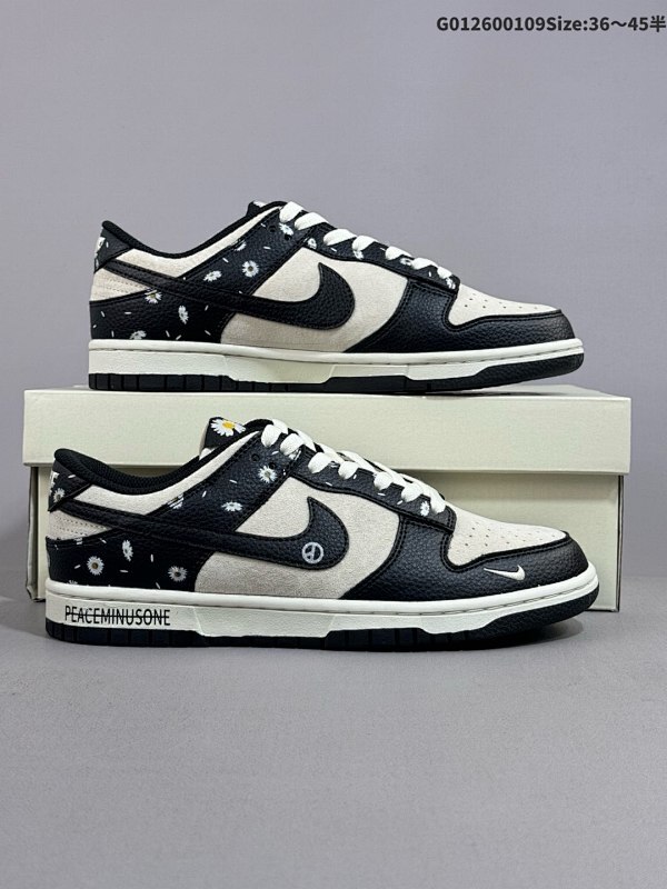 26036-45半 定制球鞋 Peaceminusone x Nike Dunk SB Low 小雏菊 x 耐克 SB 低帮 联名黑灰货号DJ2024-069