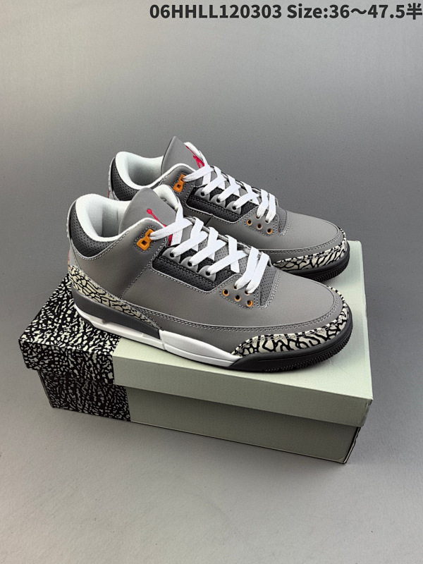 160头层带半码 Air Jordan 3 Retro "Cool Grey" 狼灰 06HHLL120303 Size:3647.5半货号CT8532-012