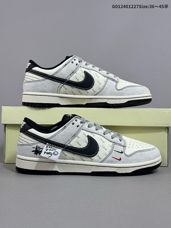 24036-45半 定制球鞋 Stussy x Nike Dunk SB Low 斯图西 x 耐克 SB 低帮 联名灰白黑货号YX5066-220